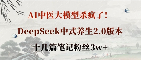 AI中医大模型杀疯了！DeepSeek中式养生2.0版本，十几篇笔记粉丝3w+-网创终点站